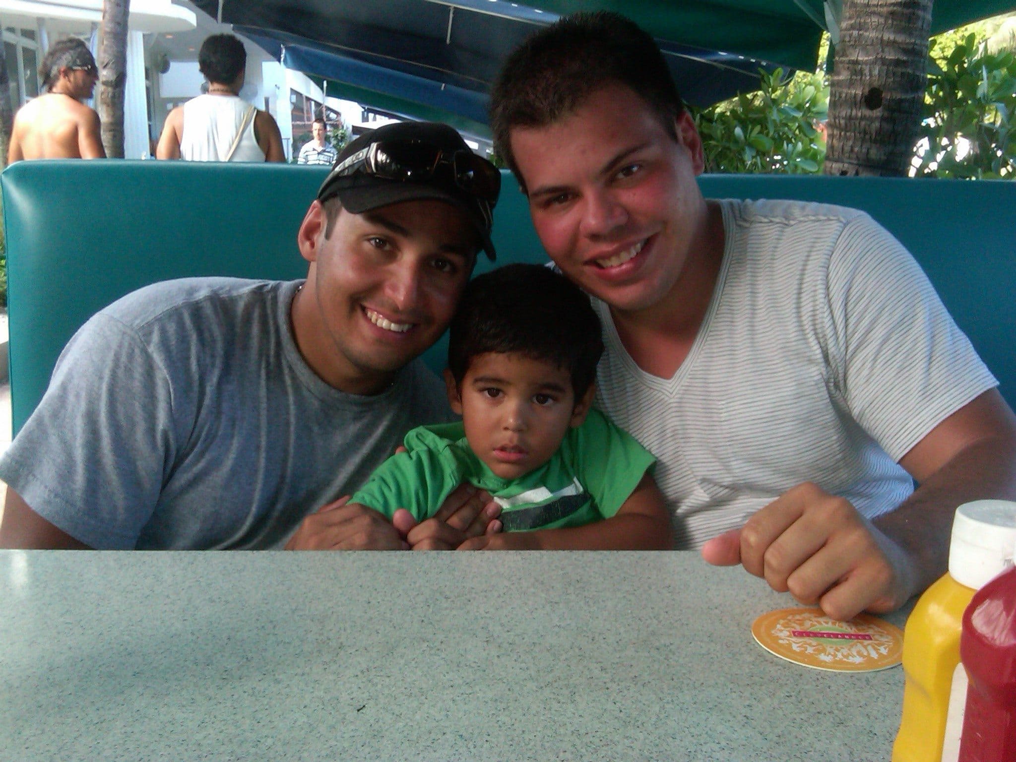 My Best Friend to This Day From Childhood Alex, His Cute Son Diego and myself @ South Beach, Miami.