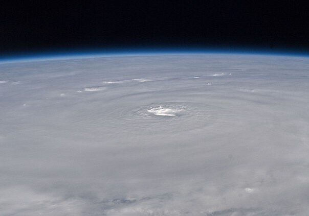 NASA image captured August 30, 2010 

Photographed by an Expedition 24 crew member on the International Space Station, this is an oblique view of the eye (center) of Hurricane Earl (at this time a category 4 but later downgraded to a category 3), centered just north of the Virgin Islands near 19.3 north latitude and 64.7 west longitude packing 115-kilometer winds. The photo was taken with a digital still camera using a 50mm lens.