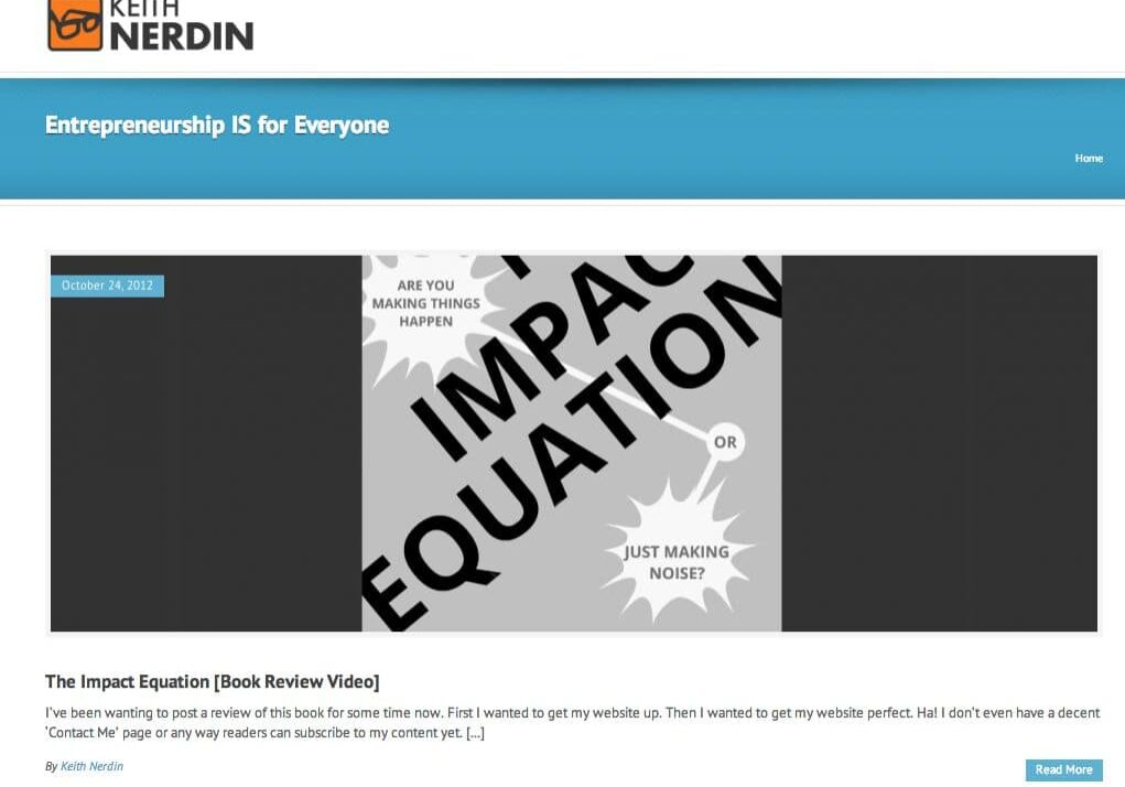 Keith Nerdin Video Book Review of Impact Equation