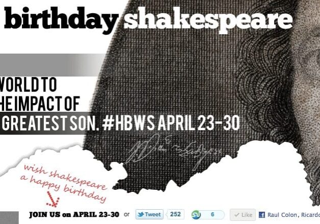 Happy Birthday Shakespeare Screenshot http://birthday2011.bloggingshakespeare.com