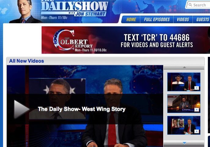 Screenshot of Jon Stewart Website