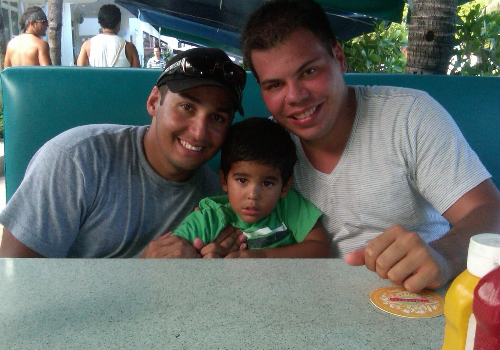 My Best Friend to This Day From Childhood Alex, His Cute Son Diego and myself @ South Beach, Miami.