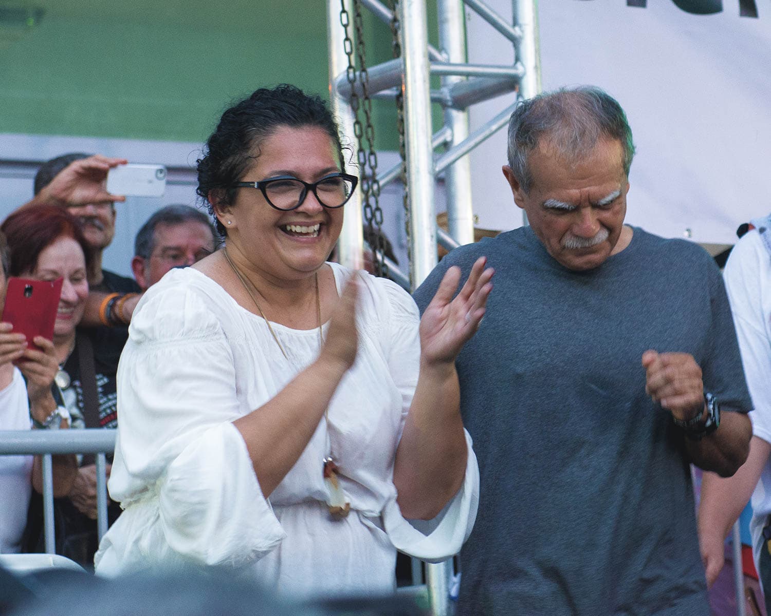 Oscar and his daughter dancing- Oscar Lopez Rivera’s Welcome Party
